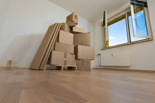 Commercial office furniture being prepared for a move in Becontree