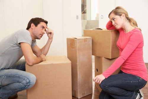Packed moving boxes and household items ready for transport